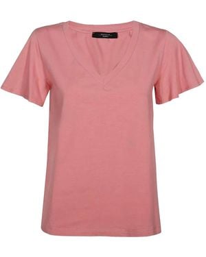 Weekend by Maxmara V-Neck Flared-Sleeve T-Shirt - Pink