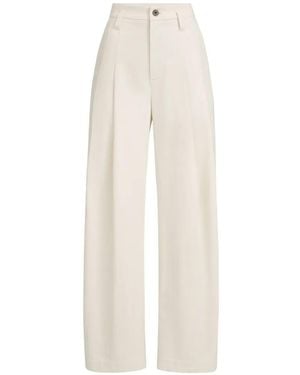 Brunello Cucinelli Dyed Cotton And Wool Wrinkled Denim Five-Pocket Baggy Pants With Monili - White