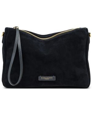 Gianni Chiarini Medium Nora Pouch Suede-Finish Clutch Bag - Black