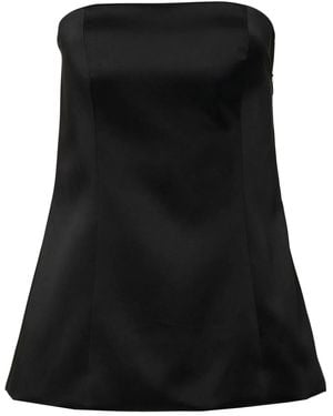 Carolina Herrera ストラップレス サテントップ - ブラック