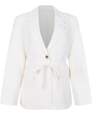 SELECTED Belted Single-Breasted Blazer - White