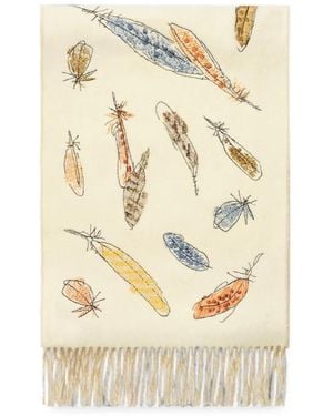 Burberry Feather-Print Cashmere Scarf - Natural