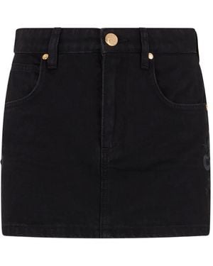 Roberto Cavalli Snake-Embroidered Straight Mini Skirt - Black