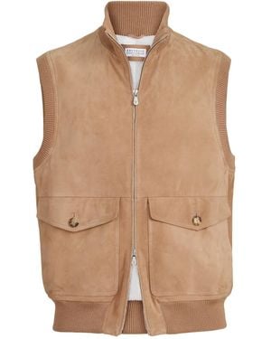 Brunello Cucinelli Wattierte Weste Aus Wildleder - Natur