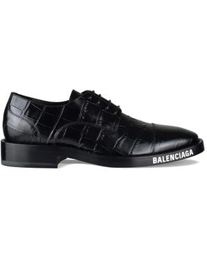 Balenciaga Crocodile Print Derby - Black