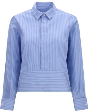 Sacai Camisa De Popelina A Rayas Con Cierre De Hebilla - Azul