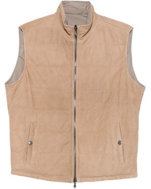 Barba Napoli Quilted Suede Gilet - Natural