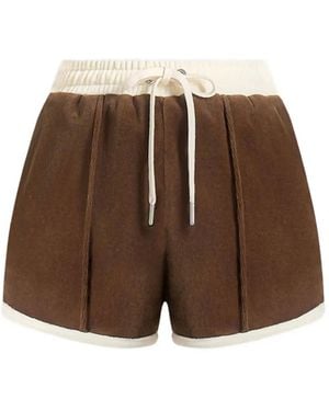Manière De Voir Bettie Contrast Velour Mini Shorts - Brown