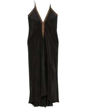 VOLANTIS V-Neck Midi Dress - Black