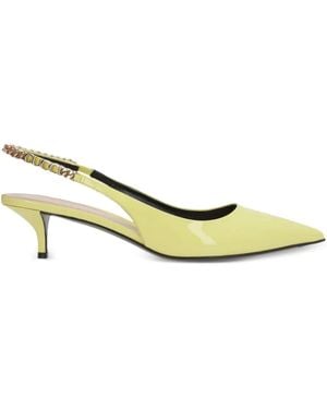 Gucci 45Mm Signoria Chain-Embellished Slingback Court Shoes - Metallic