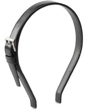 Prada Brushed Leather Headband - Black