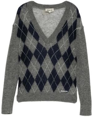ShuShu/Tong V-Neck Diamond Quilted Sweater - Gray