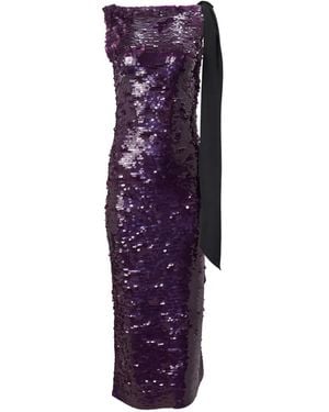 Carolina Herrera Sequin-Embellished Bow-Detail Maxi Dress - Purple