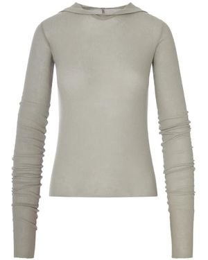 Rick Owens Hoodie En Maille Côtelée - Gris