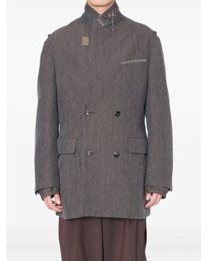 Kolor Herringbone Double-Breasted Coat - Gray