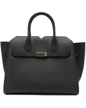 Valextra Milano Buckle-Detail Leather Tote Bag - Black