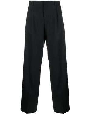 sunflower Pleated Straight-Leg Wool Trousers - Black