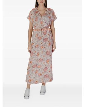 B.Young Floral-Print Wrap-Style Midi Dress - Gray