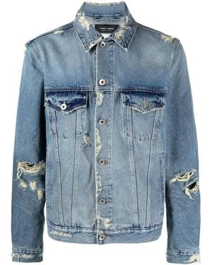 Purple Brand Distressed Denim Jacket - Blue