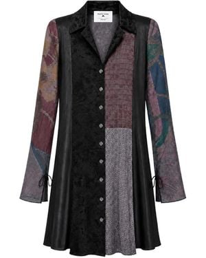 Marine Serre Arthropoda Patchwork Shirt Mini Dress - Black