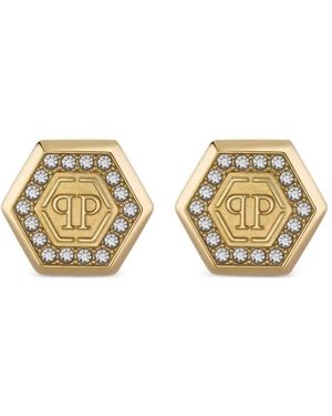 Philipp Plein Hexagon Crystal Earrings - Metallic