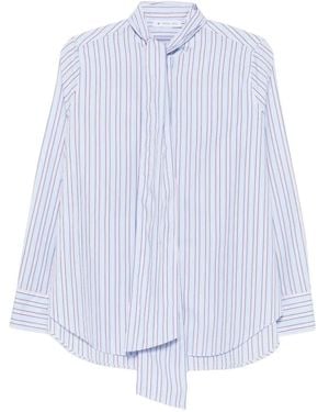 Manuel Ritz Striped Pussy-Bow Shirt - White