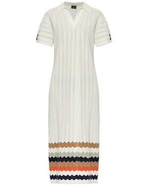 Paul Smith Cotton Dress With Striped Pattern - White