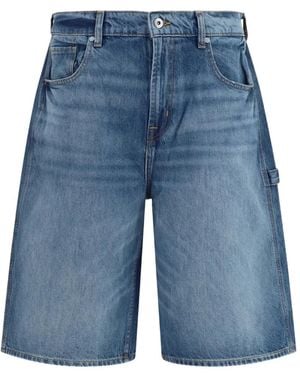 7 For All Mankind Wide-Leg Denim Shorts - Blue