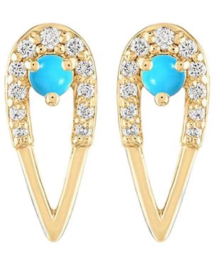 Eden Presley Pendientes Peacock Con Diamantes Y Turquesa - Azul