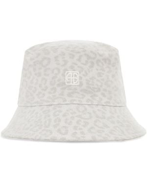 Anine Bing Nicks Leopard-Print Bucket Hat - White