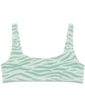 MC2 Saint Barth Zebra-Print Bikini Top - Green