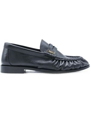 Saint Laurent Le Loafer Ruched Loafers - Blue