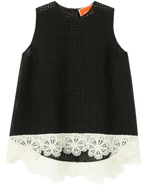 La DoubleJ La Scala Lace-Hem Sleeveless Top - Black