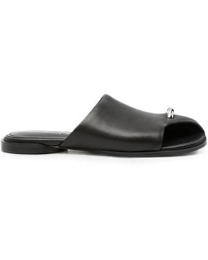 ADRIANNA FERETTI Mules En Cuir À Bout Ouvert - Black