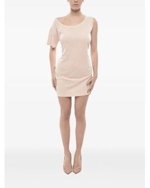 DSquared² One-Shoulder Tie-Belt Mini Dress - Natural