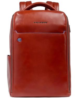 Piquadro Leather Backpack - Red