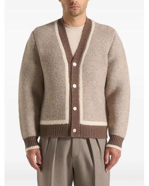 Manière De Voir Elon Contrast-Panel Knit Cardigan - Natural