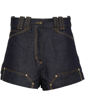Sandro Pantalones vaqueros cortos con costuras en contraste - Negro