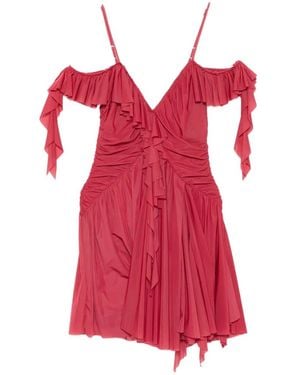 Aniye By Ruffled V-Neck Mini Dress - Red
