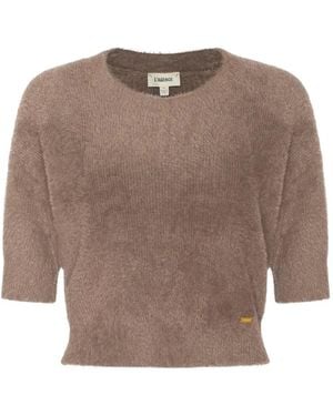 L'Agence Guinevere Fuzzy-Knit T-Shirt - Brown