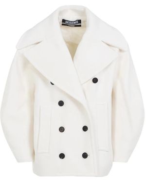 Jacquemus Double-Breasted Virgin Wool Coat - White
