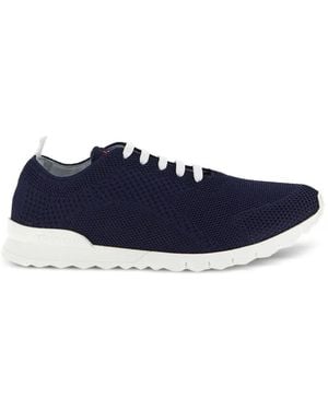 Kiton Knitwear Logo Embroidery Trainers - Blue