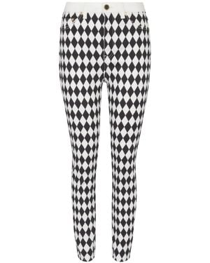 Balmain Slim-Fit-Jeans Mit Rautenmuster - Weiß