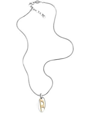 DIESEL Oval-Charm Necklace - White