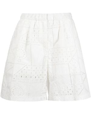 MSGM All-Over Perforated-Design Shorts - White