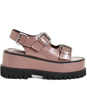 Essentiel Antwerp Buckle Platform Sandals - Brown