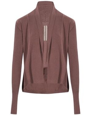 Rick Owens Ribbed-Knit Shawl-Lapel Cardigan - Brown