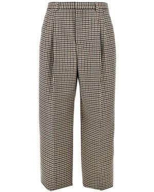 Emporio Armani Houndstooth-Pattern Pleated Trousers - Grey