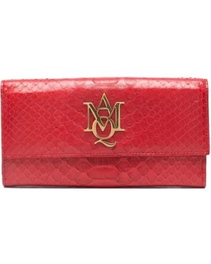 McQueen Snakeskin logo-plaque wallet - Rojo