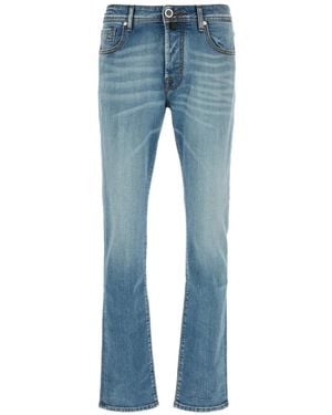 Jacob Cohen Logo-Patch Whiskered Jeans - Blue